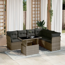 vidaXL 7 részes szürke polyrattan kerti ülőgarnitúra párnákkal kerti bútor