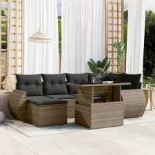 vidaXL 7 részes szürke polyrattan kerti ülőgarnitúra párnákkal kerti bútor