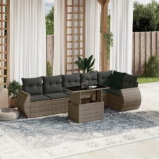 vidaXL 7 részes szürke polyrattan kerti ülőgarnitúra párnákkal kerti bútor