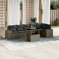 vidaXL 7 részes szürke polyrattan kerti ülőgarnitúra párnákkal kerti bútor