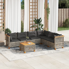 vidaXL 7 részes szürke polyrattan kerti ülőgarnitúra párnákkal kerti bútor