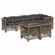 vidaXL 7 részes szürke polyrattan kerti ülőgarnitúra párnákkal kerti bútor