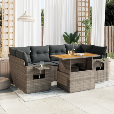 vidaXL 7 részes szürke polyrattan kerti ülőgarnitúra párnákkal kerti bútor