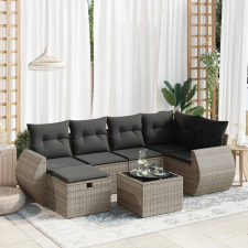 vidaXL 7 részes szürke polyrattan kerti ülőgarnitúra párnákkal kerti bútor