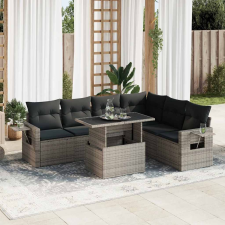 vidaXL 7 részes szürke polyrattan kerti ülőgarnitúra párnákkal kerti bútor