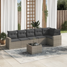 vidaXL 7 részes szürke polyrattan kerti ülőgarnitúra párnákkal kerti bútor