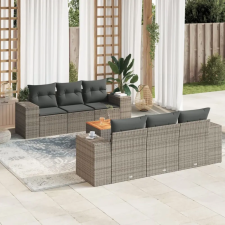 vidaXL 7 részes szürke polyrattan kerti ülőgarnitúra párnákkal kerti bútor