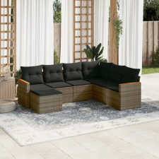 vidaXL 7 részes szürke polyrattan kerti ülőgarnitúra párnákkal kerti bútor