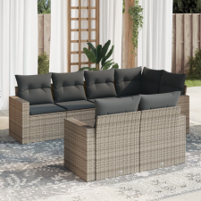 vidaXL 7 részes szürke polyrattan kerti ülőgarnitúra párnákkal kerti bútor