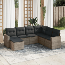 vidaXL 7 részes szürke polyrattan kerti ülőgarnitúra párnákkal kerti bútor