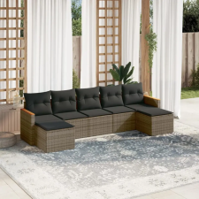 vidaXL 7 részes szürke polyrattan kerti ülőgarnitúra párnákkal kerti bútor