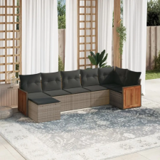 vidaXL 7 részes szürke polyrattan kerti ülőgarnitúra párnákkal kerti bútor