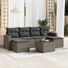 vidaXL 7 részes szürke polyrattan kerti ülőgarnitúra párnákkal kerti bútor