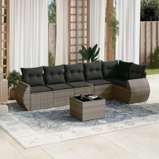vidaXL 7 részes szürke polyrattan kerti ülőgarnitúra párnákkal kerti bútor