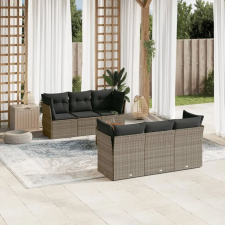 vidaXL 7 részes szürke polyrattan kerti ülőgarnitúra párnákkal kerti bútor