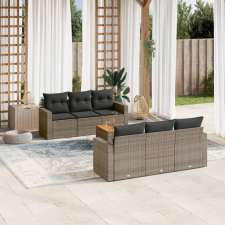 vidaXL 7 részes szürke polyrattan kerti ülőgarnitúra párnákkal kerti bútor