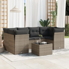 vidaXL 7 részes szürke polyrattan kerti ülőgarnitúra párnákkal kerti bútor