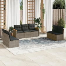 vidaXL 7 részes szürke polyrattan kerti ülőgarnitúra párnákkal kerti bútor