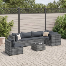 vidaXL 7 részes szürke polyrattan kerti ülőgarnitúra párnákkal kerti bútor