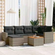 vidaXL 7 részes szürke polyrattan kerti ülőgarnitúra párnákkal kerti bútor