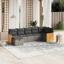 vidaXL 7 részes szürke polyrattan kerti ülőgarnitúra párnákkal kerti bútor