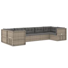 vidaXL 7 részes szürke polyrattan kerti ülőgarnitúra párnákkal (3187248) kerti bútor