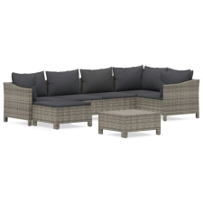 vidaXL 7 részes szürke polyrattan kerti ülőgarnitúra párnákkal (3187292) kerti bútor