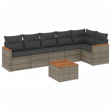 vidaXL 7 részes szürke polyrattan kerti ülőgarnitúra párnákkal (3225997) kerti bútor
