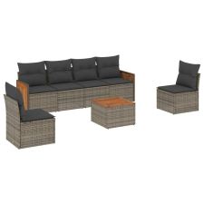 vidaXL 7 részes szürke polyrattan kerti ülőgarnitúra párnákkal (3227551) kerti bútor