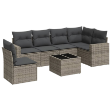 vidaXL 7 részes szürke polyrattan kerti ülőgarnitúra párnákkal (3251377) kerti bútor