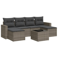 vidaXL 7 részes szürke polyrattan kerti ülőgarnitúra párnákkal (3251667) kerti bútor
