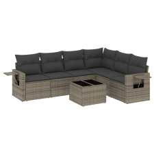 vidaXL 7 részes szürke polyrattan kerti ülőgarnitúra párnákkal (3252557) kerti bútor