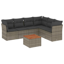 vidaXL 7 részes szürke polyrattan kerti ülőgarnitúra párnákkal (3255990) kerti bútor