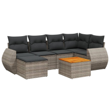 vidaXL 7 részes szürke polyrattan kerti ülőgarnitúra párnákkal (3257439) kerti bútor