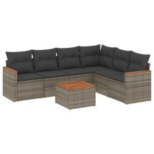 vidaXL 7 részes szürke polyrattan kerti ülőgarnitúra párnákkal (3258413) kerti bútor