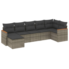 vidaXL 7 részes szürke polyrattan kerti ülőgarnitúra párnákkal (3258595) kerti bútor