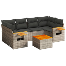 vidaXL 7 részes szürke polyrattan kerti ülőgarnitúra párnákkal (3259043) kerti bútor