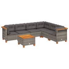 vidaXL 7 részes szürke polyrattan kerti ülőgarnitúra párnákkal (3261864) kerti bútor