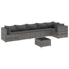 vidaXL 7 részes szürke polyrattan kerti ülőgarnitúra párnákkal (3308114) kerti bútor