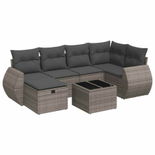 vidaXL 7 részes szürke polyrattan kerti ülőgarnitúra párnákkal (3325596) kerti bútor