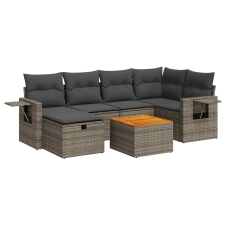 vidaXL 7 részes szürke polyrattan kerti ülőgarnitúra párnákkal (3325819) kerti bútor