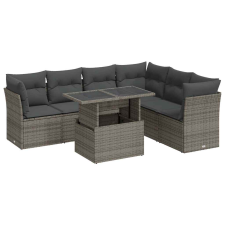 vidaXL 7 részes szürke polyrattan kerti ülőgarnitúra párnákkal (3326171) kerti bútor