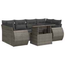 vidaXL 7 részes szürke polyrattan kerti ülőgarnitúra párnákkal (3326591) kerti bútor