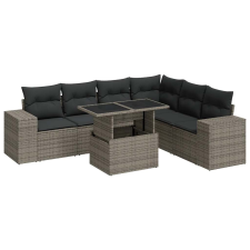 vidaXL 7 részes szürke polyrattan kerti ülőgarnitúra párnákkal (3326811) kerti bútor