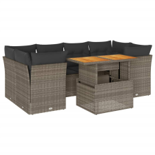 vidaXL 7 részes szürke polyrattan kerti ülőgarnitúra párnákkal (3326895) kerti bútor