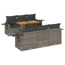 vidaXL 7 részes szürke polyrattan kerti ülőgarnitúra párnákkal (3327112) kerti bútor
