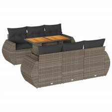 vidaXL 7 részes szürke polyrattan kerti ülőgarnitúra párnákkal (3327224) kerti bútor