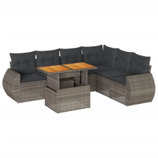 vidaXL 7 részes szürke polyrattan kerti ülőgarnitúra párnákkal (3327273) kerti bútor