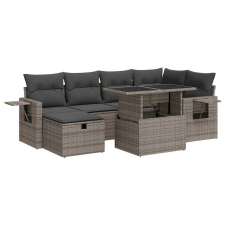 vidaXL 7 részes szürke polyrattan kerti ülőgarnitúra párnákkal (3327860) kerti bútor