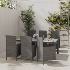 vidaXL 7 részes szürke polyrattan kültéri étkezőgarnitúra párnákkal kerti bútor
